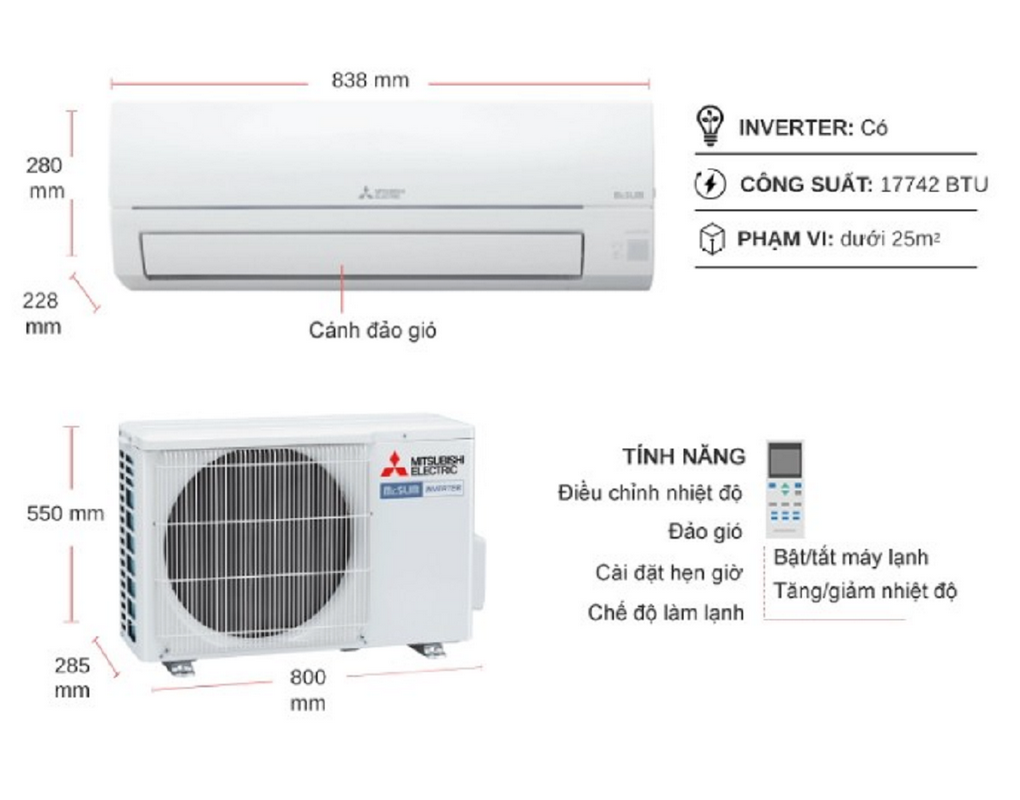 Máy lạnh Mitsubishi Electric Inverter 2 HP MSY/MUY-JW50VF