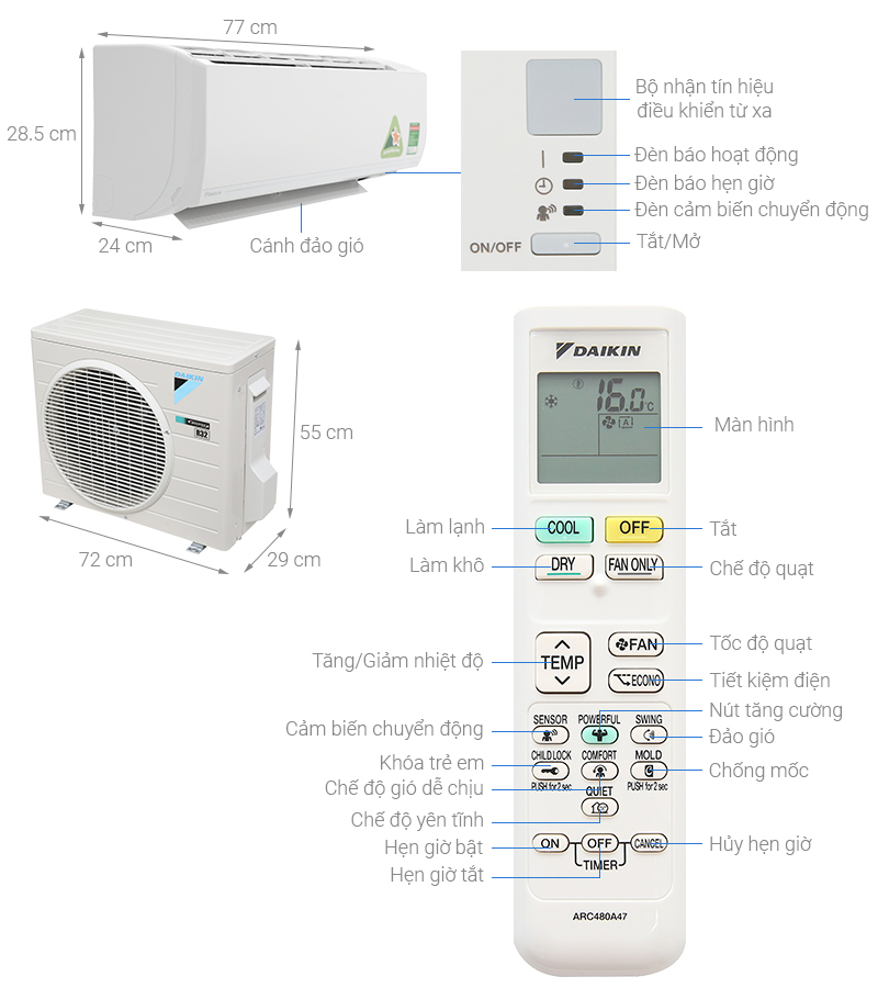 Máy lạnh Daikin Inverter 1.5 HP ATKC35UAVMV