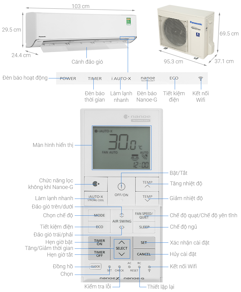 Máy lạnh Panasonic Inverter 2.5 HP CU/CS-XU24ZKH-8