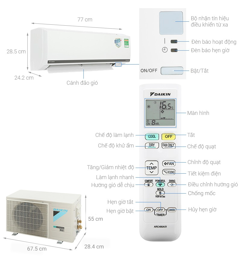 Máy lạnh Daikin Inverter 1.5 HP FTKB35WMVMV