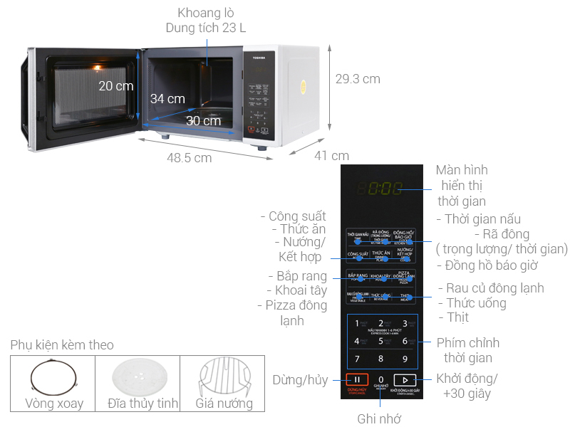 Lò vi sóng có nướng Toshiba ER-SGS23(S1)VN 23 lít