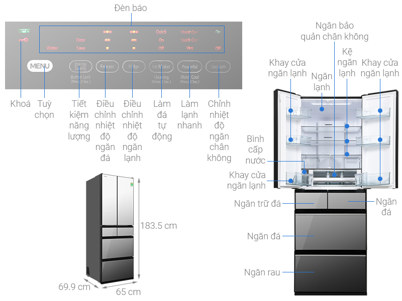 Tủ lạnh Hitachi Inverter 540 lít Multi Door R-HW540RV(X) 