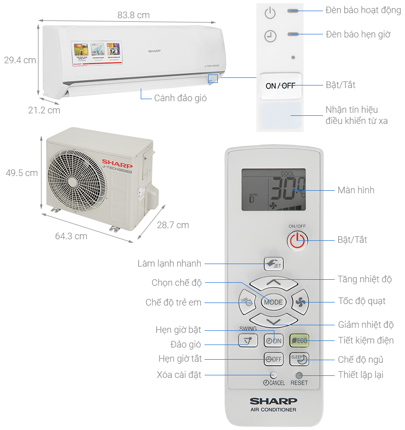 Máy lạnh Sharp Inverter 1 HP AH-X10ZEW 