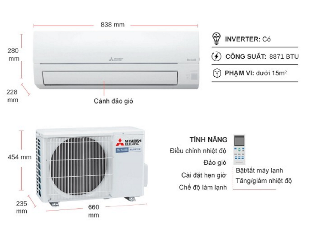 Máy lạnh Mitsubishi Electric Inverter 1 HP MSY/MUY-JW25VF