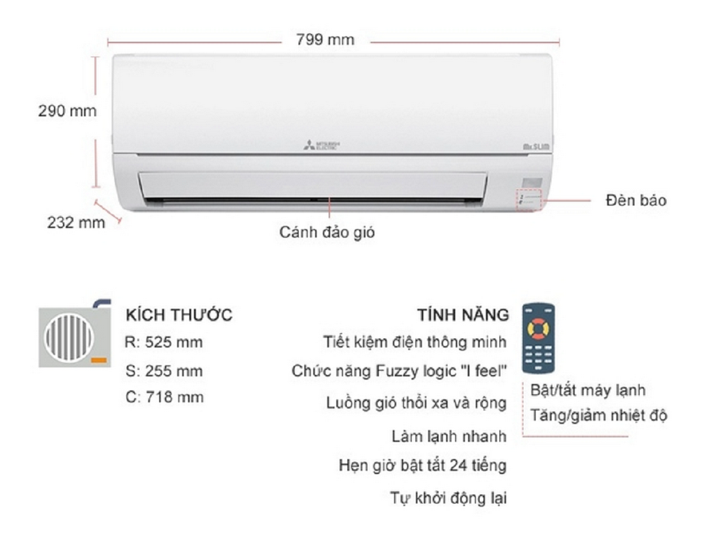 Máy lạnh Mitsubishi Electric 1 HP MS/MU-JS25VF