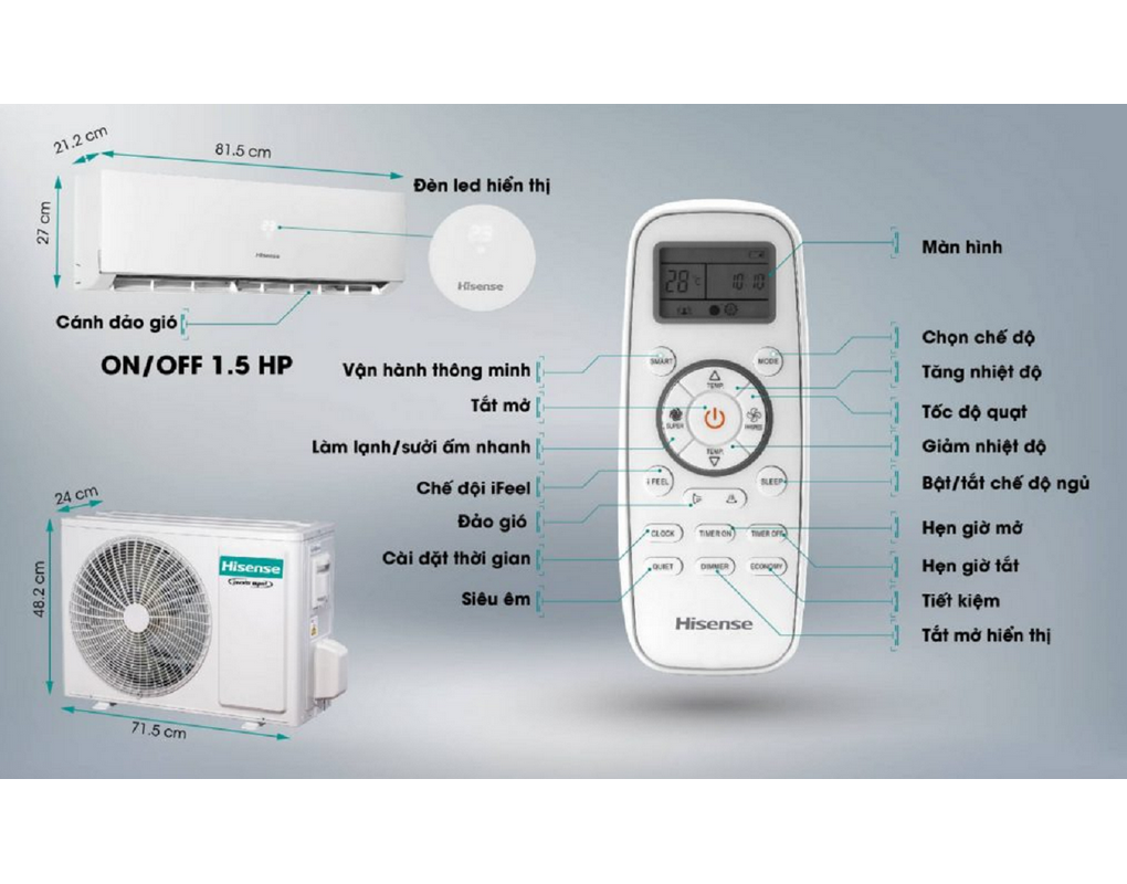 Máy lạnh Hisense 1.5 hp AS-12CR4RVEDJ01