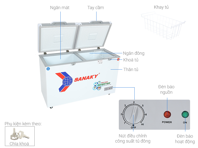 Tủ đông Sanaky Inverter 365 lít VH-5699W4K