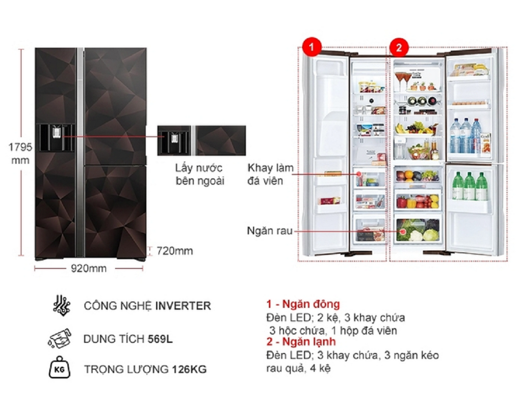 Tủ lạnh Hitachi Inverter 569 lít R-FM800XAGGV9X GBZ
