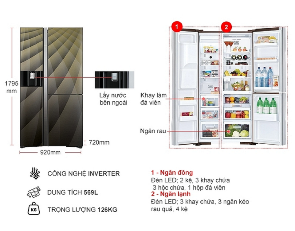 Tủ Lạnh Hitachi Inverter 569 Lít R-FM800XAGGV9X (DIA)