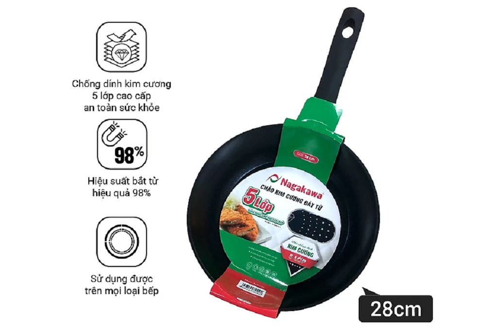 Chảo kim cương đáy từ Nagakawa NAG2851 (28cm)