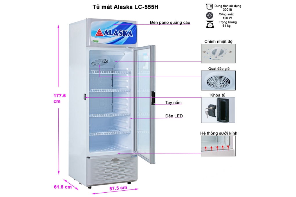 Tủ mát Alaska 300 lít LC-555H
