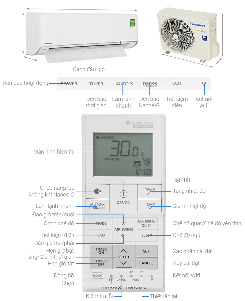 Máy lạnh Panasonic Inverter 1.5 HP CU/CS-U12ZKH-8