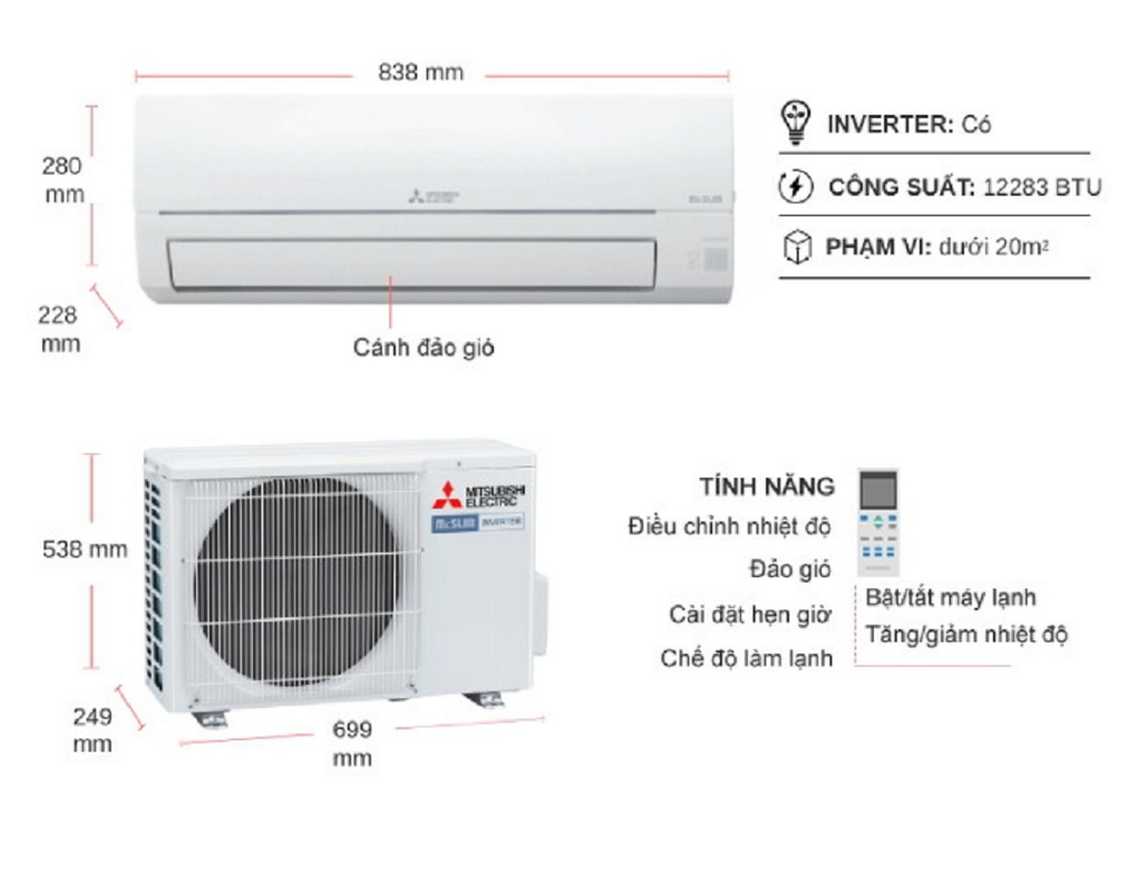 Máy lạnh Mitsubishi Electric Inverter 1.5 HP MSY/MUY-JW35VF