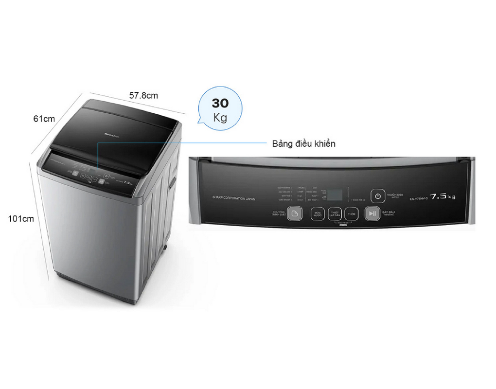 Máy Giặt Sharp 8.5 Kg ES-Y85HV-S