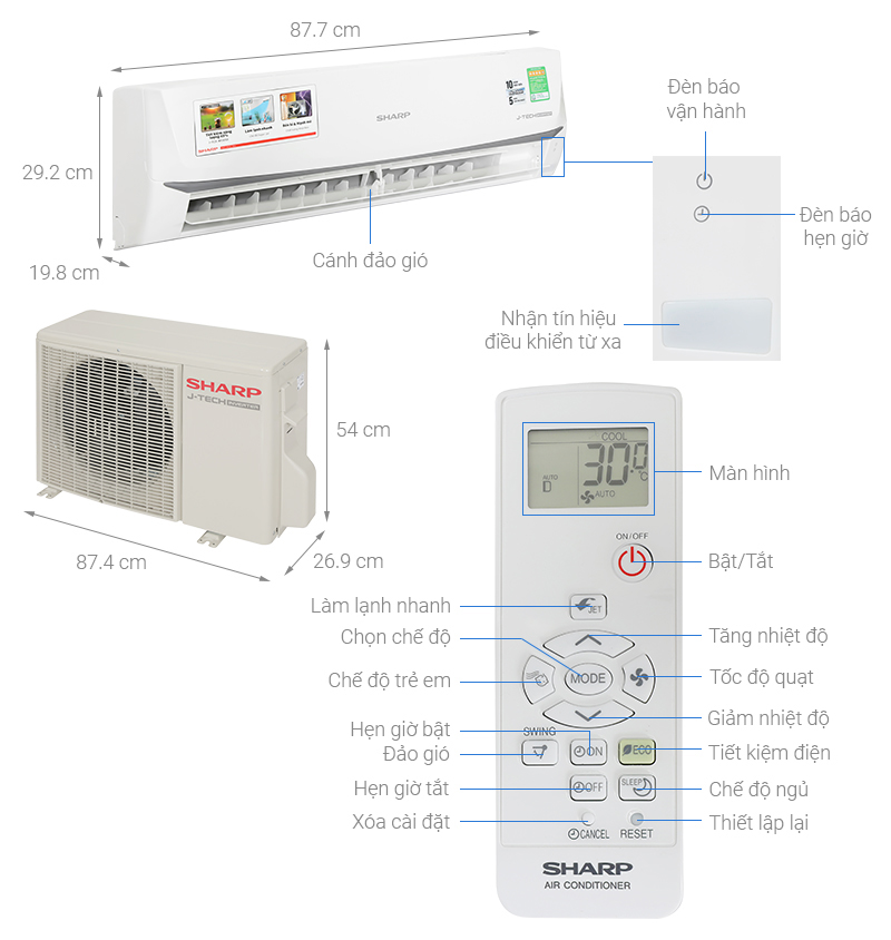 Máy lạnh Sharp Inverter 2 HP AH-X18ZEW 