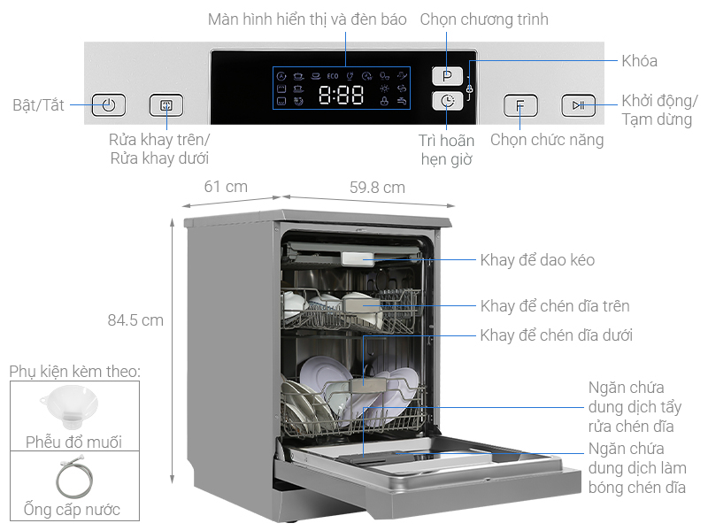 Máy rửa chén độc lập Hafele HDW-F60E (538.21.200)