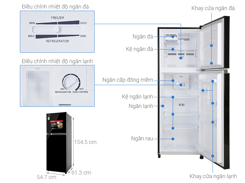 Tủ lạnh Toshiba Inverter 233 lít GR-A28VM(UKG1)