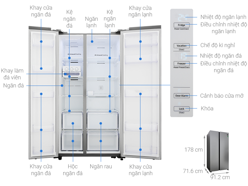 Tủ lạnh Samsung Inverter 655 lít Side By Side RS62R5001M9/SV